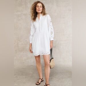 Madewell Pintuck Eyelet Long Sleeve Minidress✨NWOT Size Small $158